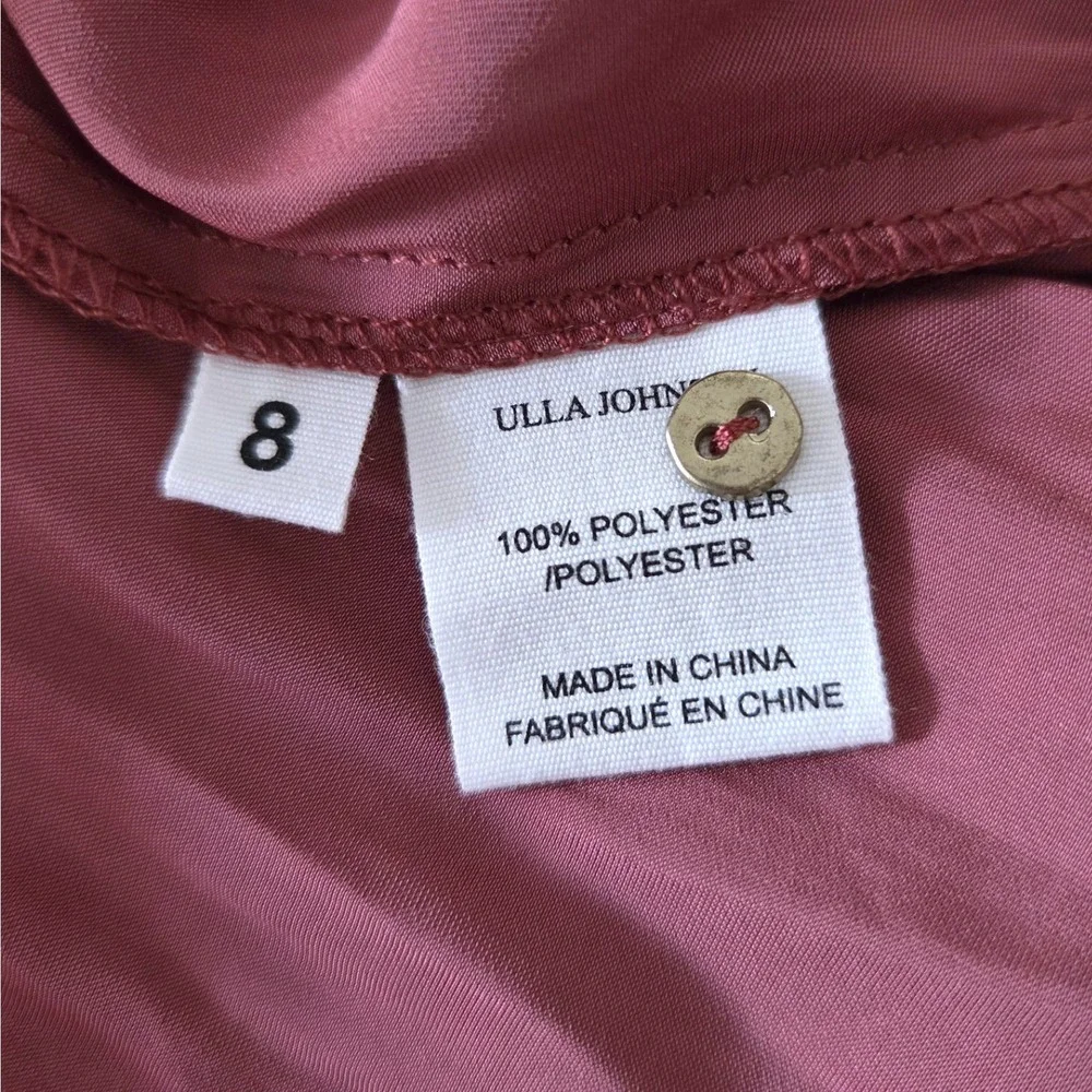 Ulla Johnson Aimee Pleated Blouse Terracotta Rose Ruffle Puff Sleeve Top Size 8